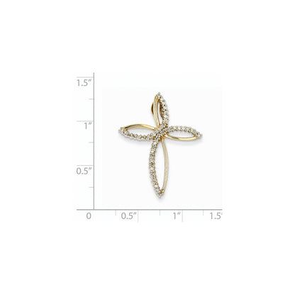 14K Gelbgold Kreuzanhänger mit echten Diamanten