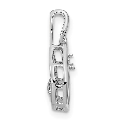 14K Weißgold Anhänger mit 7 mm weißer runder Süßwasser-Zuchtperle und echtem VS-Diamanten