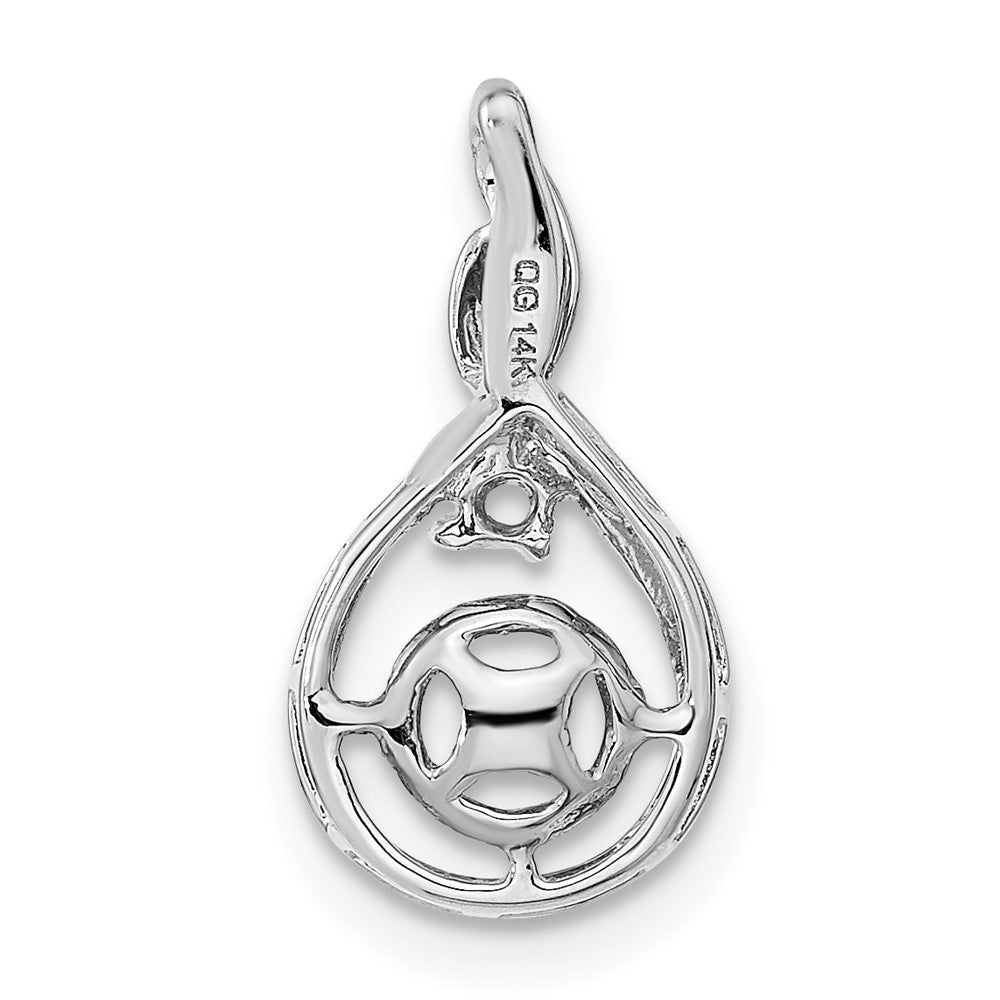 14K Weißgold Anhänger mit 7 mm weißer runder Süßwasser-Zuchtperle und echtem VS-Diamanten
