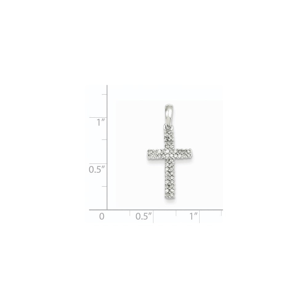 14K Weißgold Kreuzanhänger mit echten Diamanten