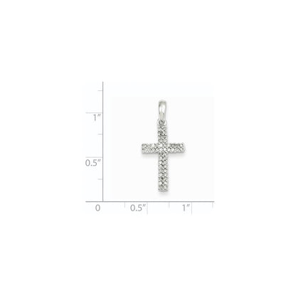 14K Weißgold Kreuzanhänger mit echten Diamanten