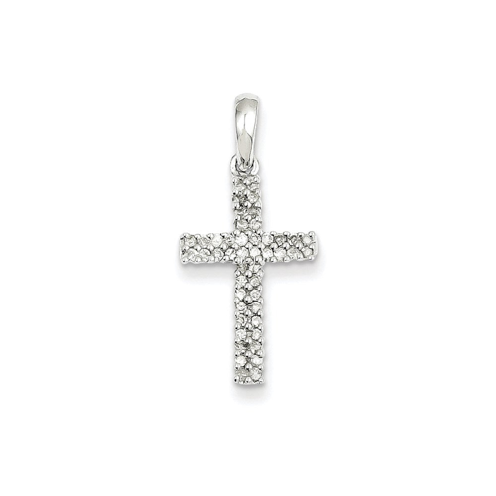 14K Weißgold Kreuzanhänger mit echten Diamanten