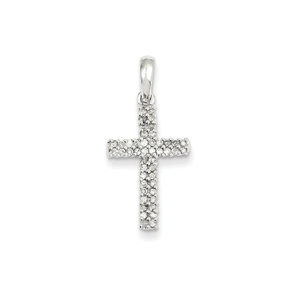 14K Weißgold Kreuzanhänger mit echten Diamanten