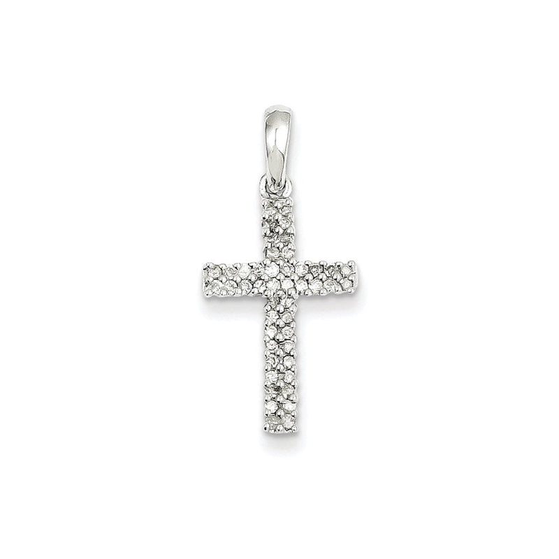 14K Weißgold Kreuzanhänger mit echten Diamanten