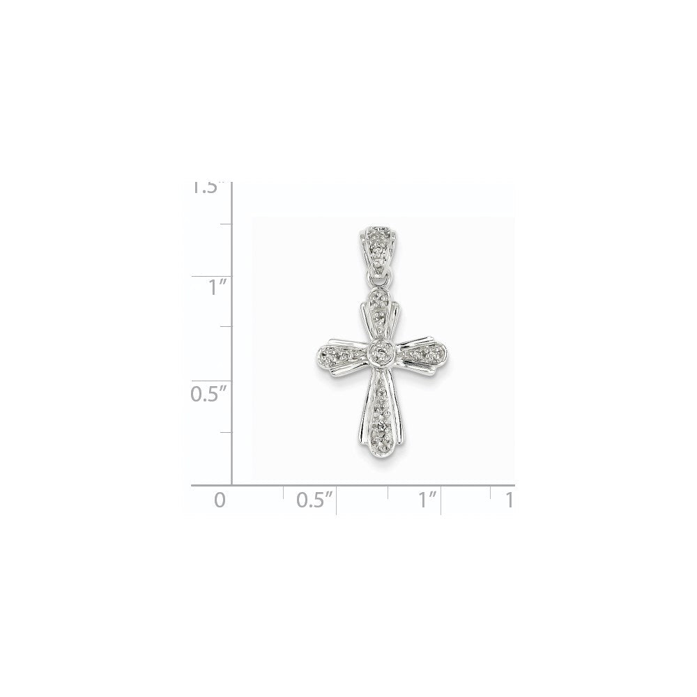 14K Weißgold Echtdiamant-Kreuzanhänger
