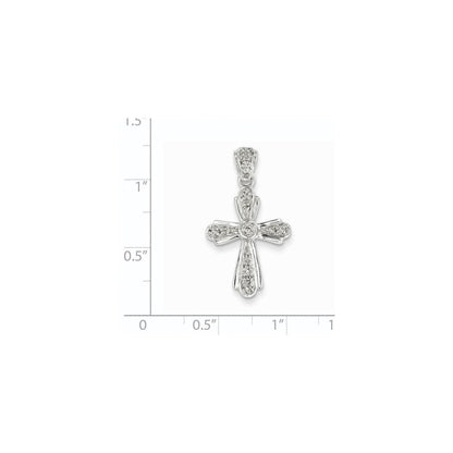 14K Weißgold Echtdiamant-Kreuzanhänger