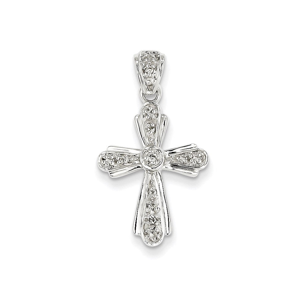 14K Weißgold Echtdiamant-Kreuzanhänger