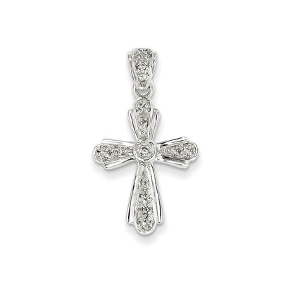 14K Weißgold Echtdiamant-Kreuzanhänger