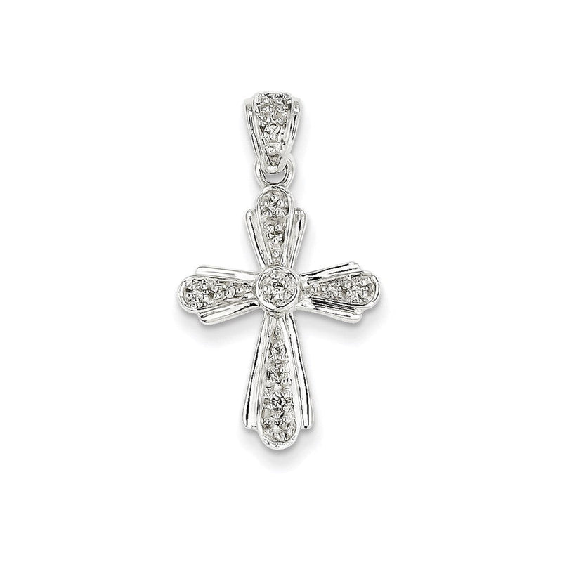 14K Weißgold Echtdiamant-Kreuzanhänger