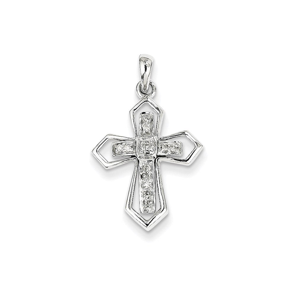 14K Weißgold Diamant-Anhänger in Kreuzform