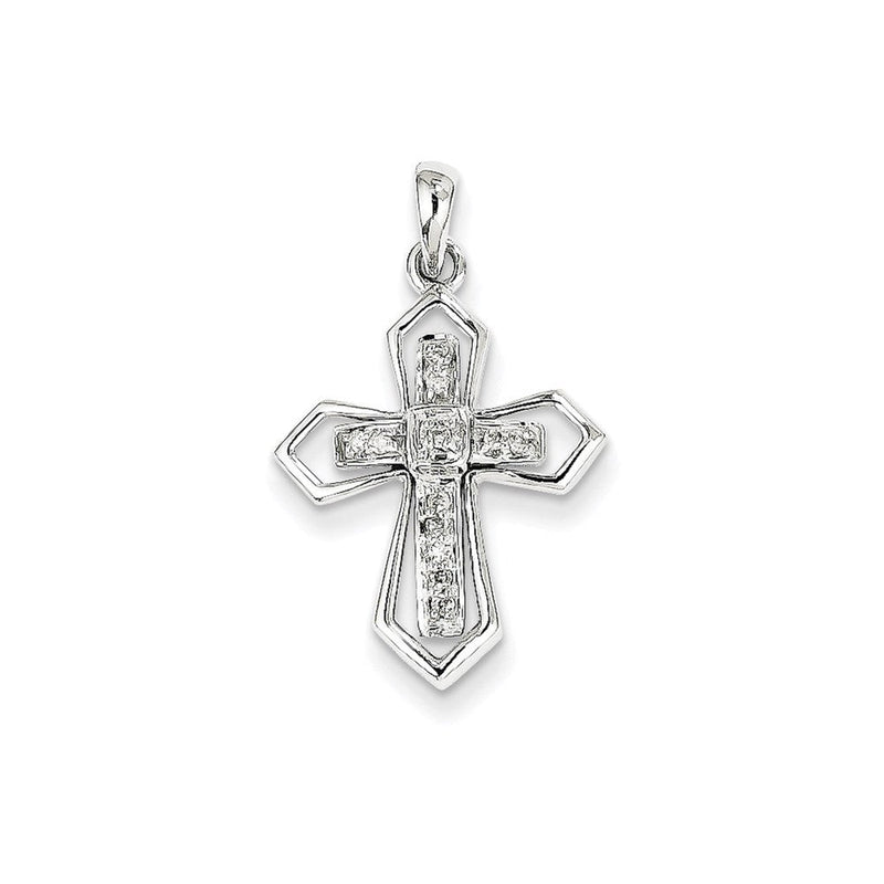 14K Weißgold Diamant-Anhänger in Kreuzform