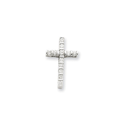 14K Weißgold Kreuzanhänger mit echten Diamanten