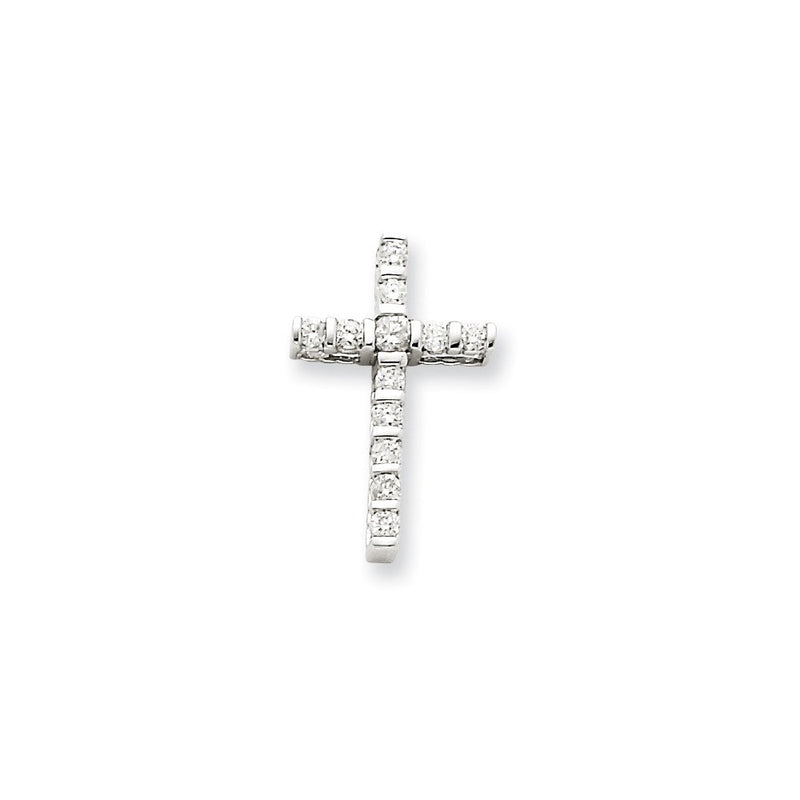 14K Weißgold Kreuzanhänger mit echten Diamanten