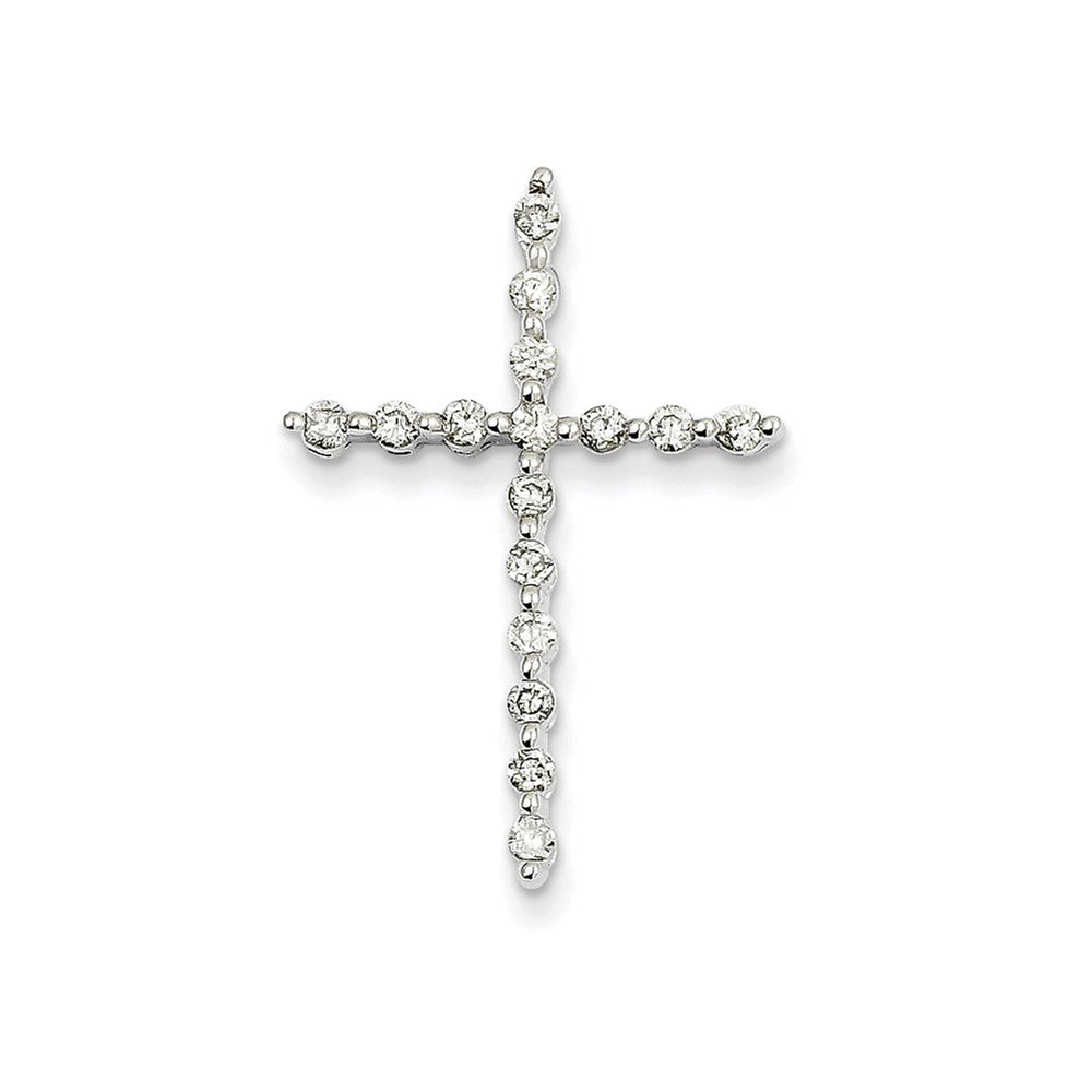 14K Weißgold Kreuzanhänger mit echten Diamanten