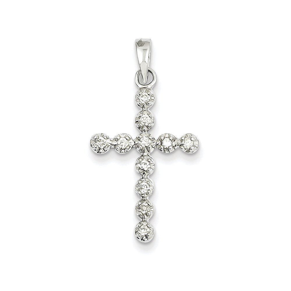 14K Weißgold Diamant-Kreuz