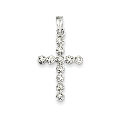 14K Weißgold Diamant-Kreuz