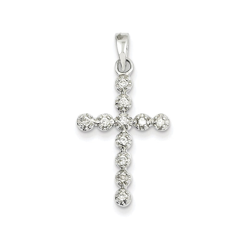 14K Weißgold Diamant-Kreuz