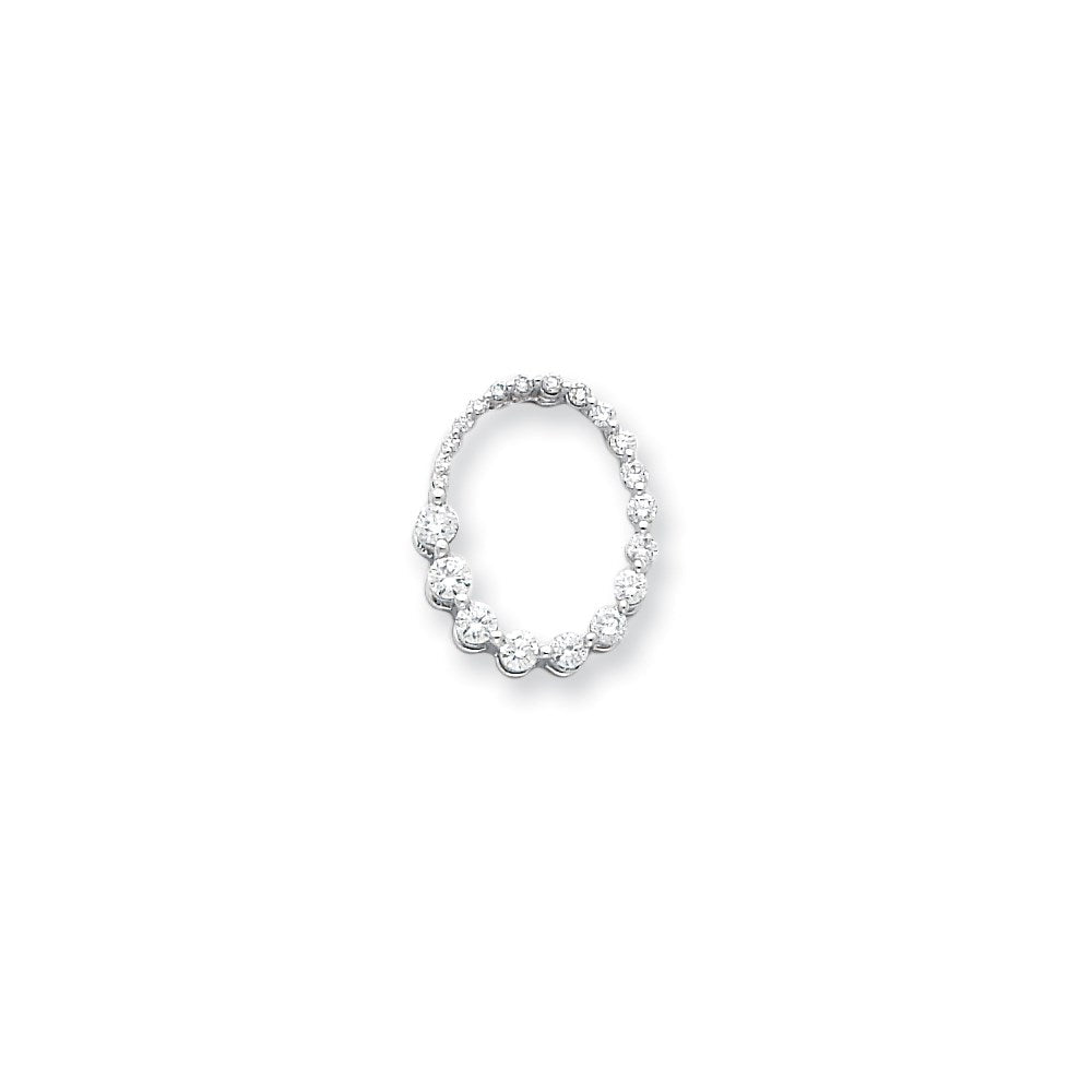 14k Weißgold Journey-Anhänger, oval, mit echten Diamanten
