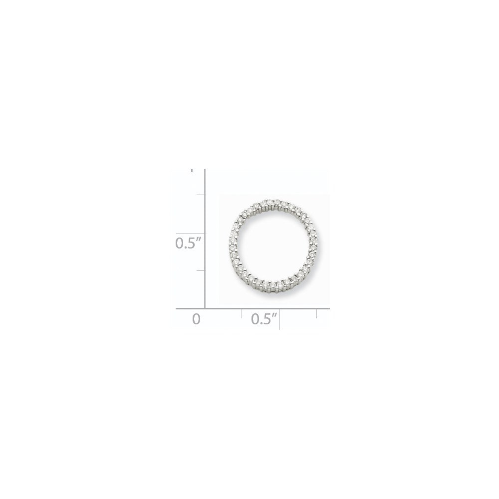 14K Weißgold Kreisanhänger mit echten Diamanten