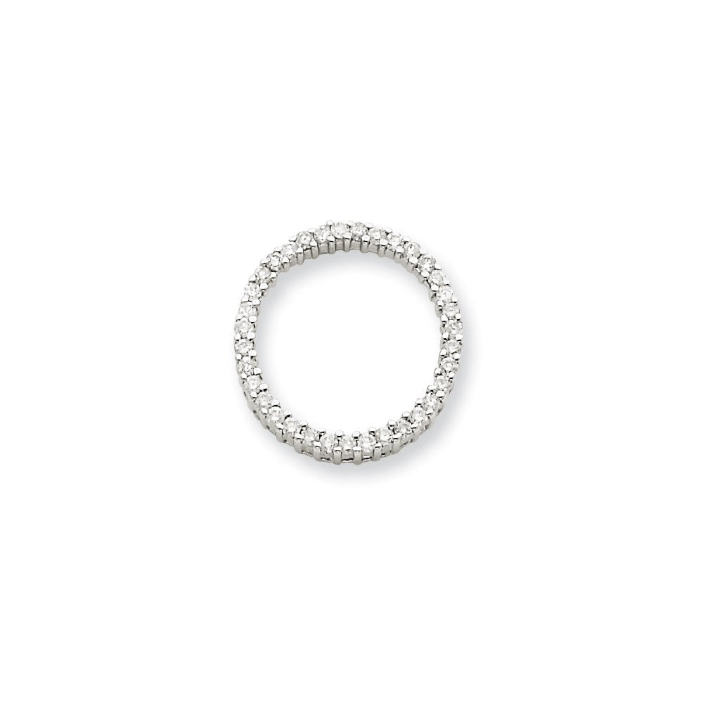 14K Weißgold Kreisanhänger mit echten Diamanten