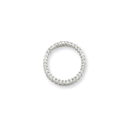 14K Weißgold Kreisanhänger mit echten Diamanten