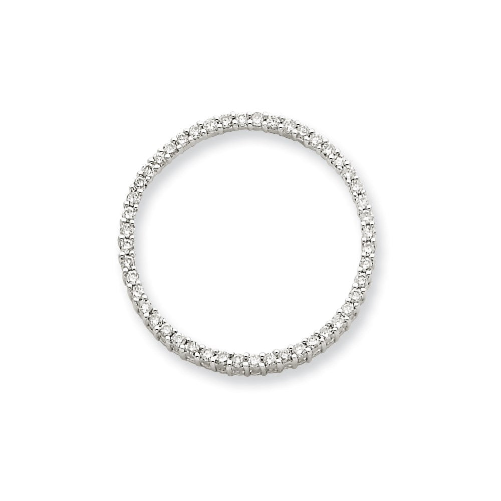 14K Weißgold Kreisanhänger mit echten Diamanten