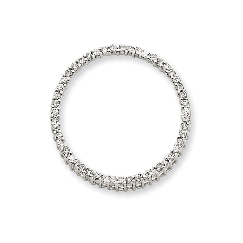 14K Weißgold Kreis-Anhänger mit echtem Diamant