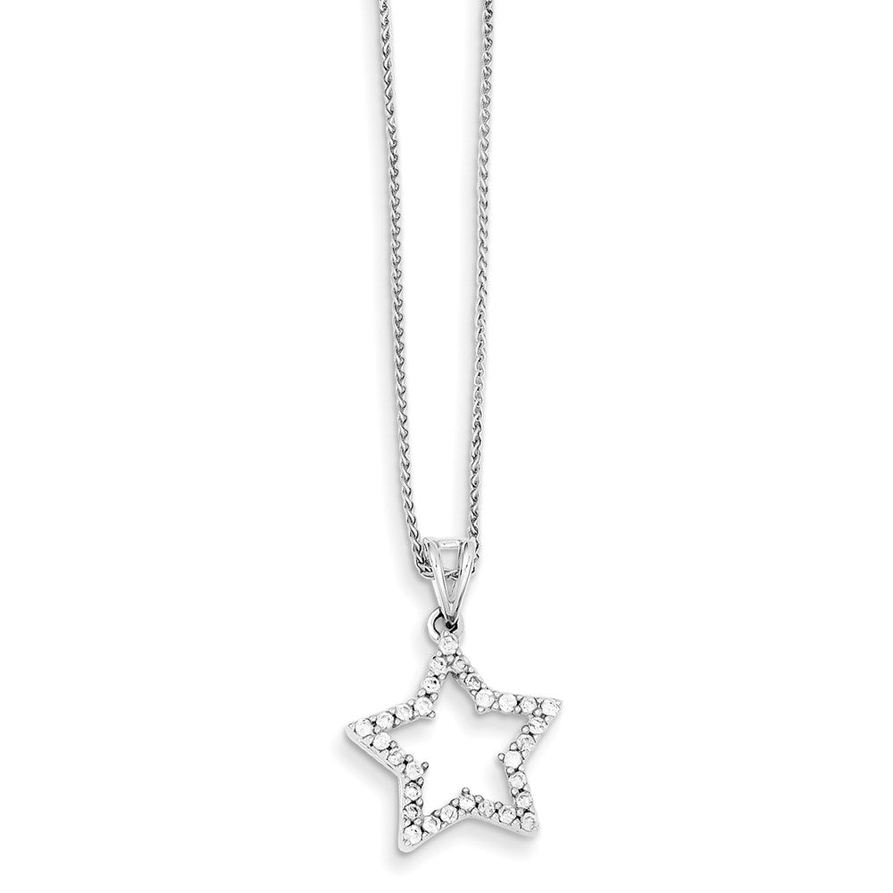 14 K Weißgold Anhänger Simply Starz mit echten Diamanten, mit 18-Zoll-Kette