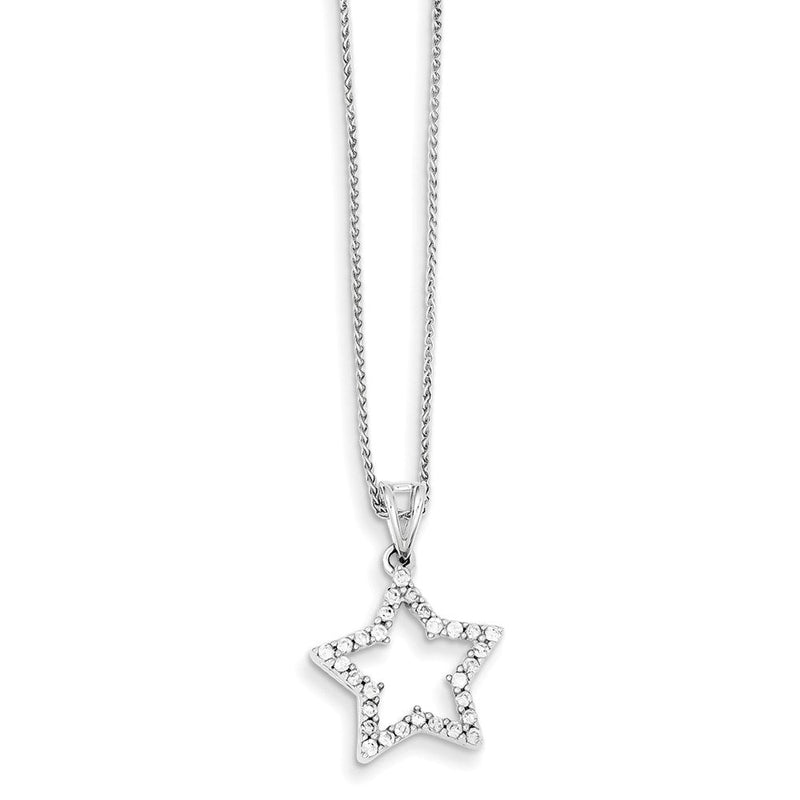 14 K Weißgold Anhänger Simply Starz mit echten Diamanten, mit 18-Zoll-Kette