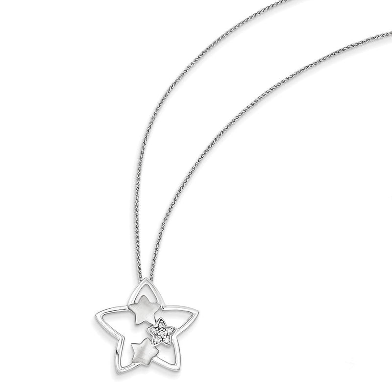 14K Weißgold Anhänger „Simply Starz" mit echten Diamanten, inkl. 18-Zoll-Kette