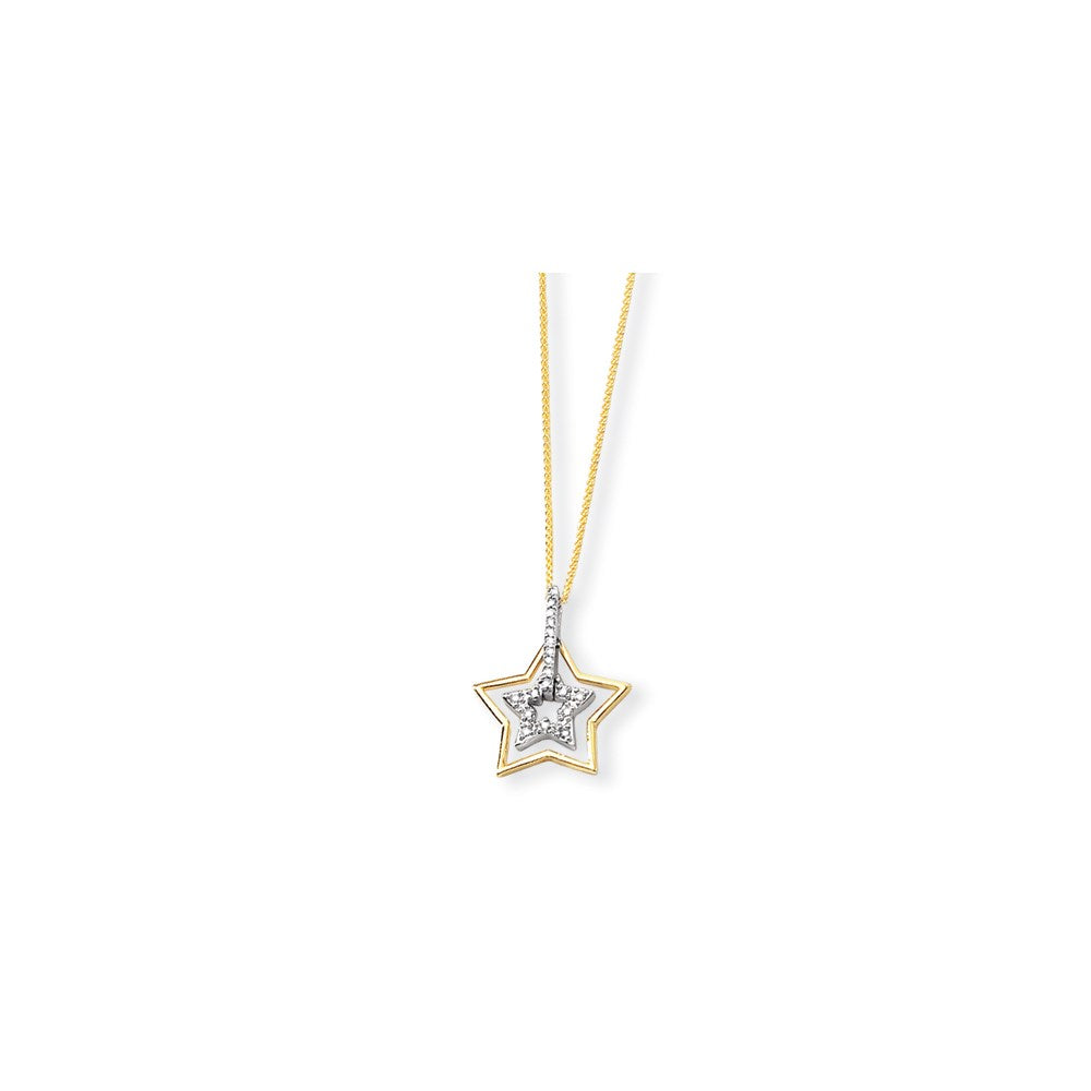 14K Bicolor-Gold Anhänger mit echten Diamanten, inkl. 18" Kette
