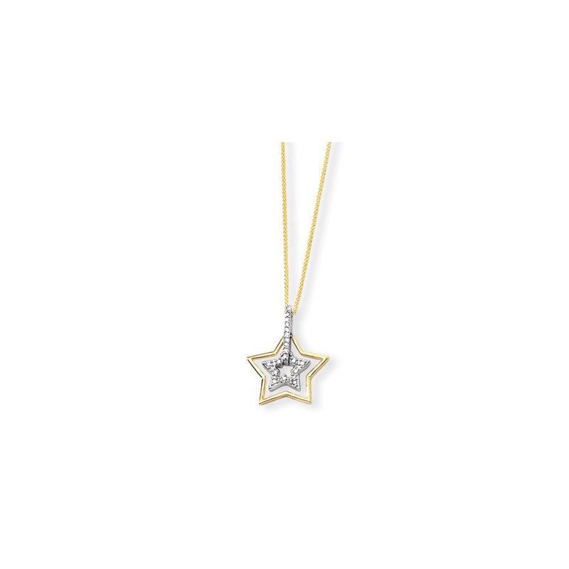 14K Bicolor-Gold Anhänger mit echten Diamanten, inkl. 18" Kette