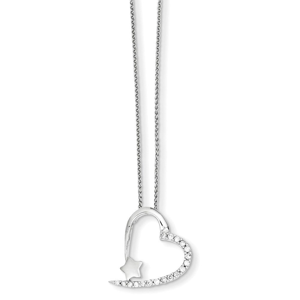 14K Weißgold Herz Echt Diamant Simply Starz 18 Zoll Halskette