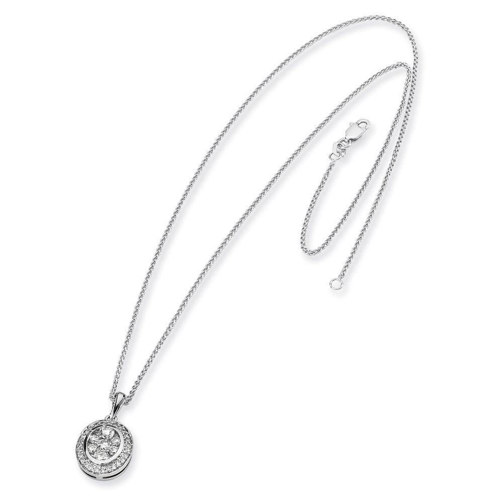 14K Mystere Weißgold Echt Diamant Halskette