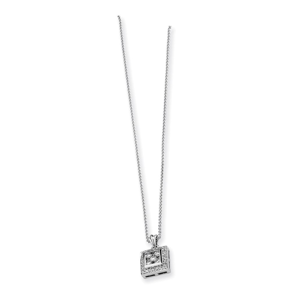 14K Mystere Weißgold Echt Diamant Halskette