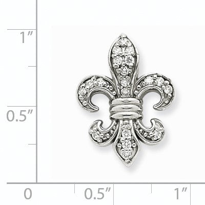 14K Weißgold Fleur De Lis Echt Diamant Kette Anhänger
