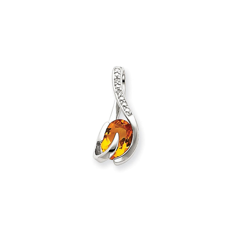 14K Weißgold Citrin- und Diamant-Anhänger