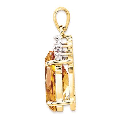 14K Gold Citrin- und Diamant-Anhänger
