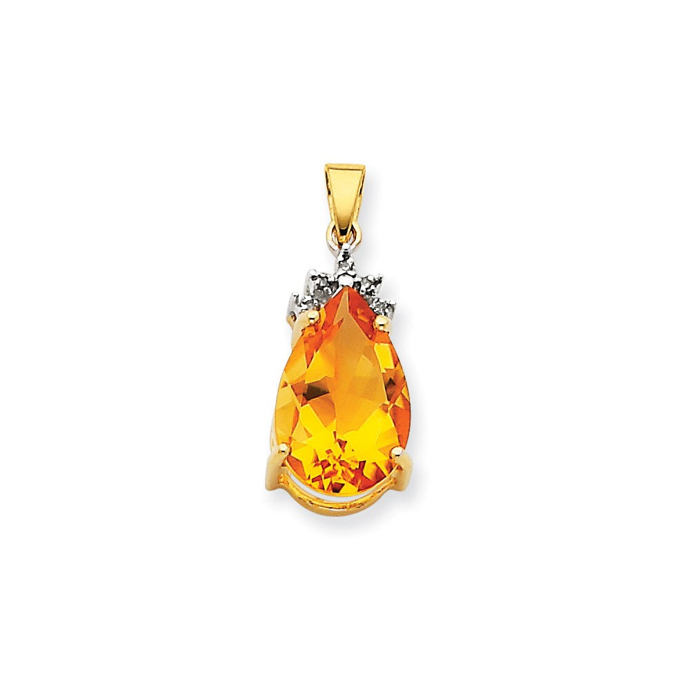 14K Gold Citrin- und Diamant-Anhänger