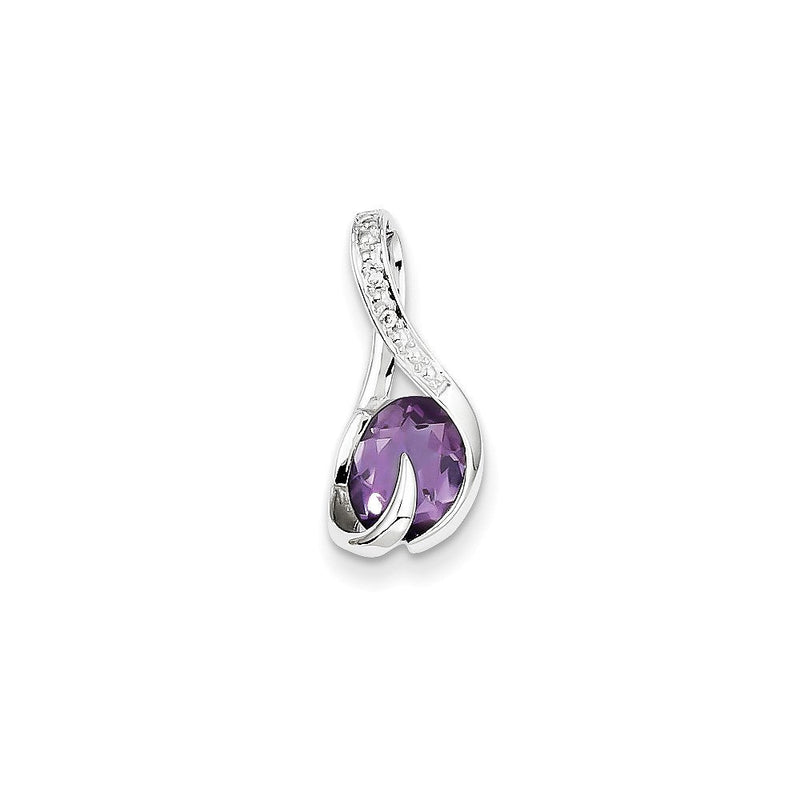 14K Weißgold Amethyst- und Diamant-Anhänger