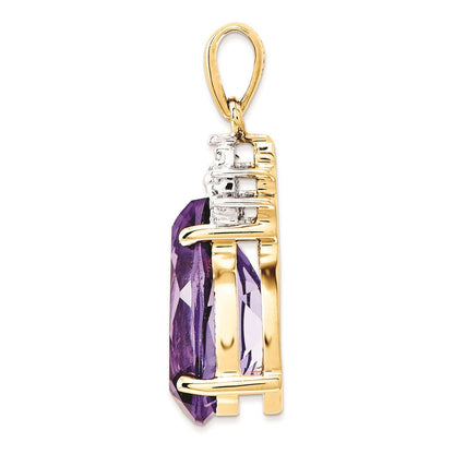 14K Gelbgold Anhänger mit Amethyst und Diamant
