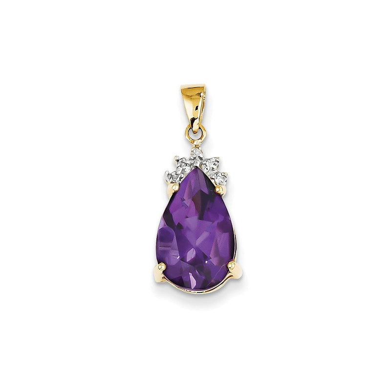 14K Gelbgold Anhänger mit Amethyst und Diamant