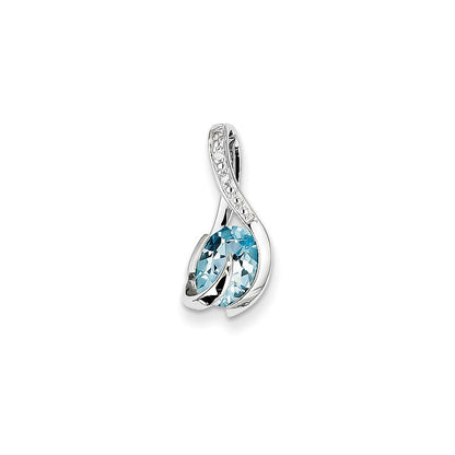 14K Weißgold Anhänger mit Blautopas und Diamant