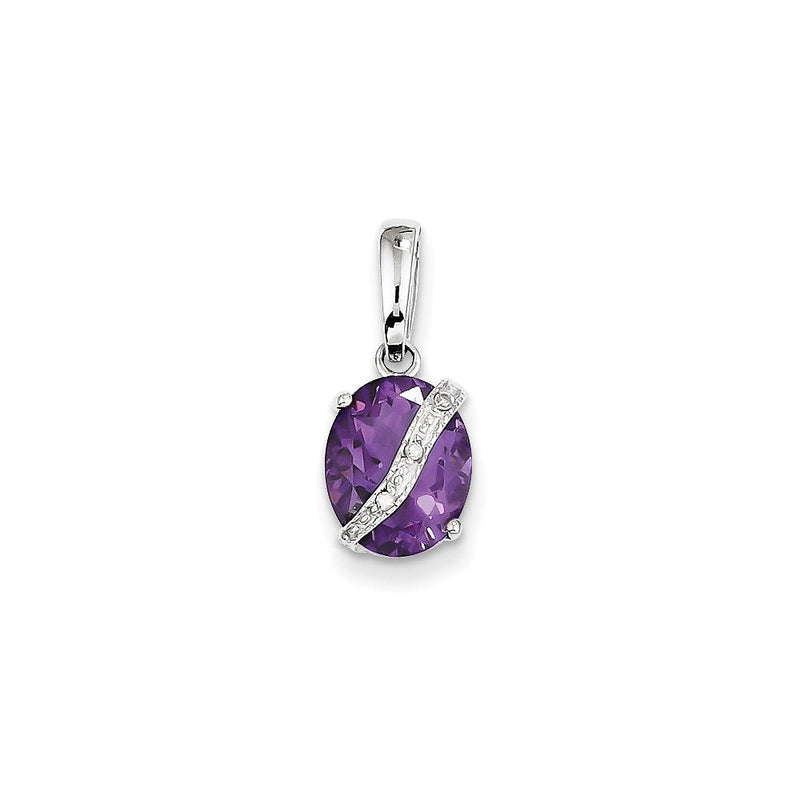 14K Weißgold Amethyst- und Echtdiamant-Anhänger