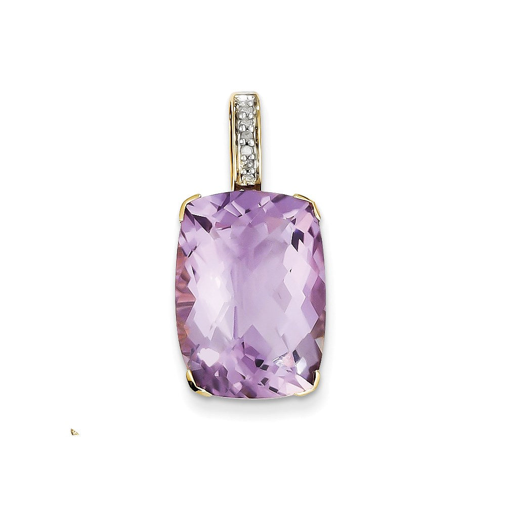 14K Gelbgold Amethyst- und Echtdiamant-Anhänger