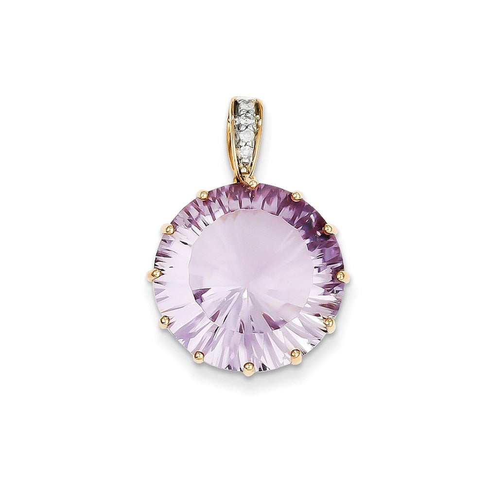 14K Gelbgold-Roségold Anhänger mit Rosa-Amethyst und Diamant