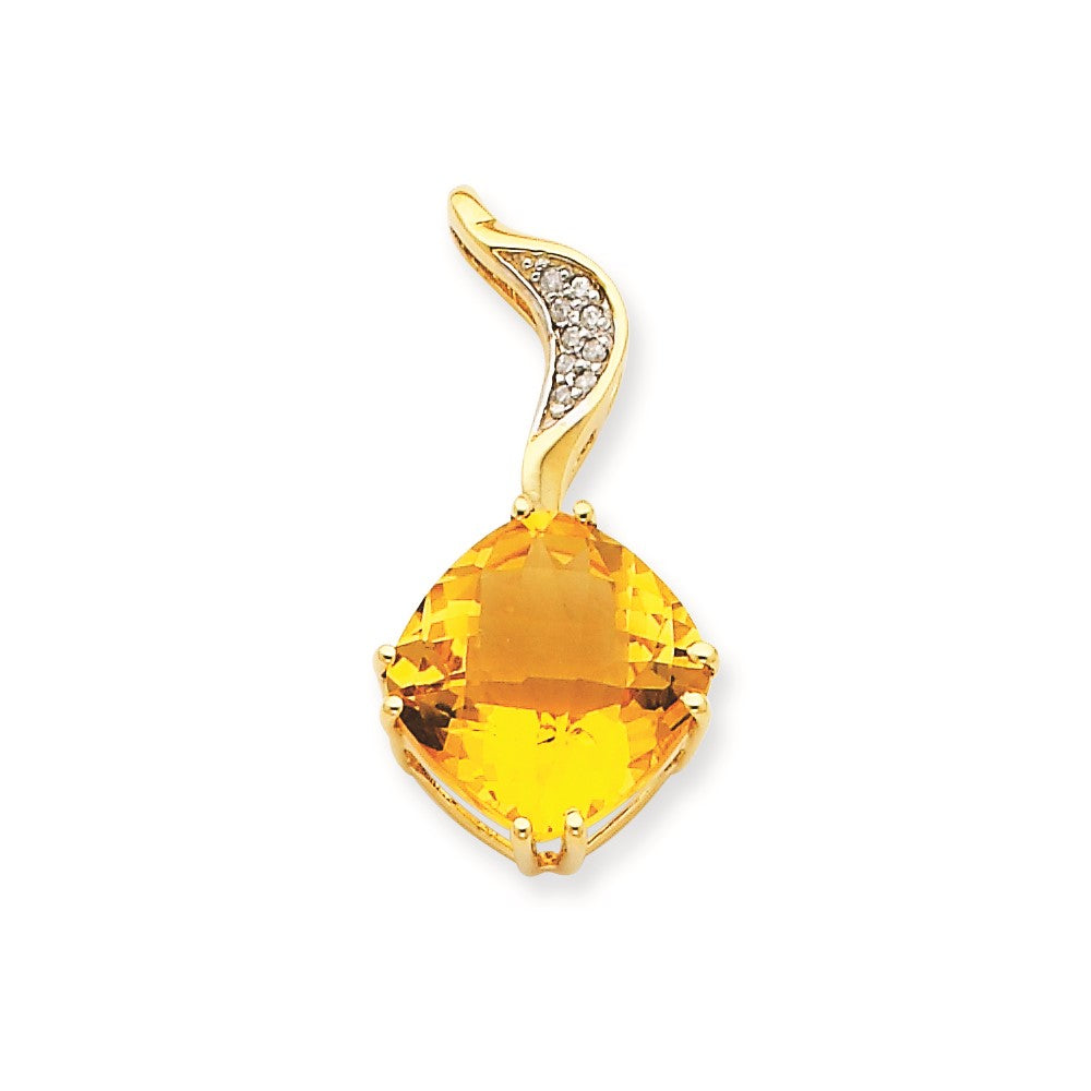 14K Gelbgold Citrin- & Echtdiamant-Anhänger