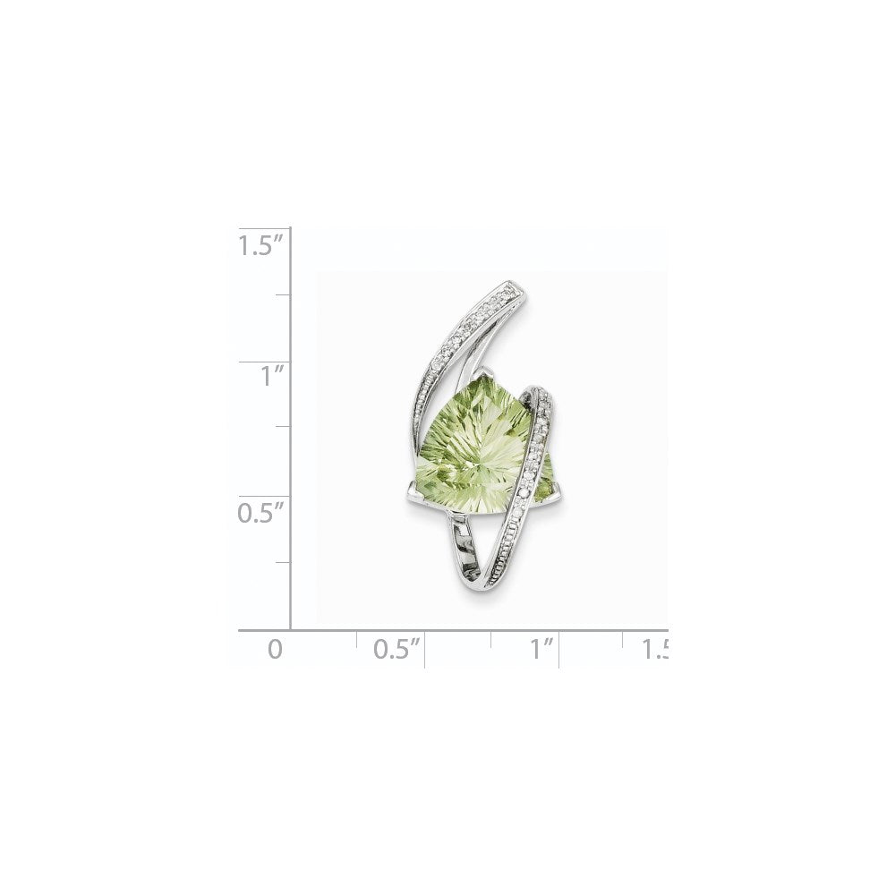 14K Weißgold Grüner-Quarz- und Diamant-Slide-Anhänger