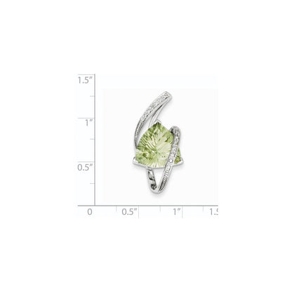 14K Weißgold Grüner-Quarz- und Diamant-Slide-Anhänger