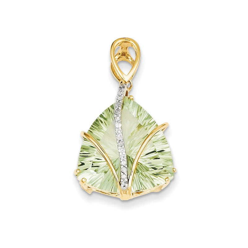 14K Gelbgold Anhänger mit grünem Quarz und Diamant